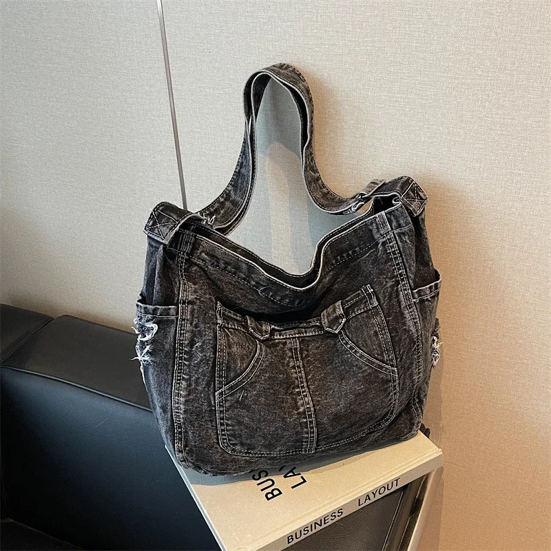 

Retro Style Fashion Cowboy Tote Bag 2024 Autumn New High-capacity Strong Ultra Light Versatile Single Shoulder Crossbody Bag