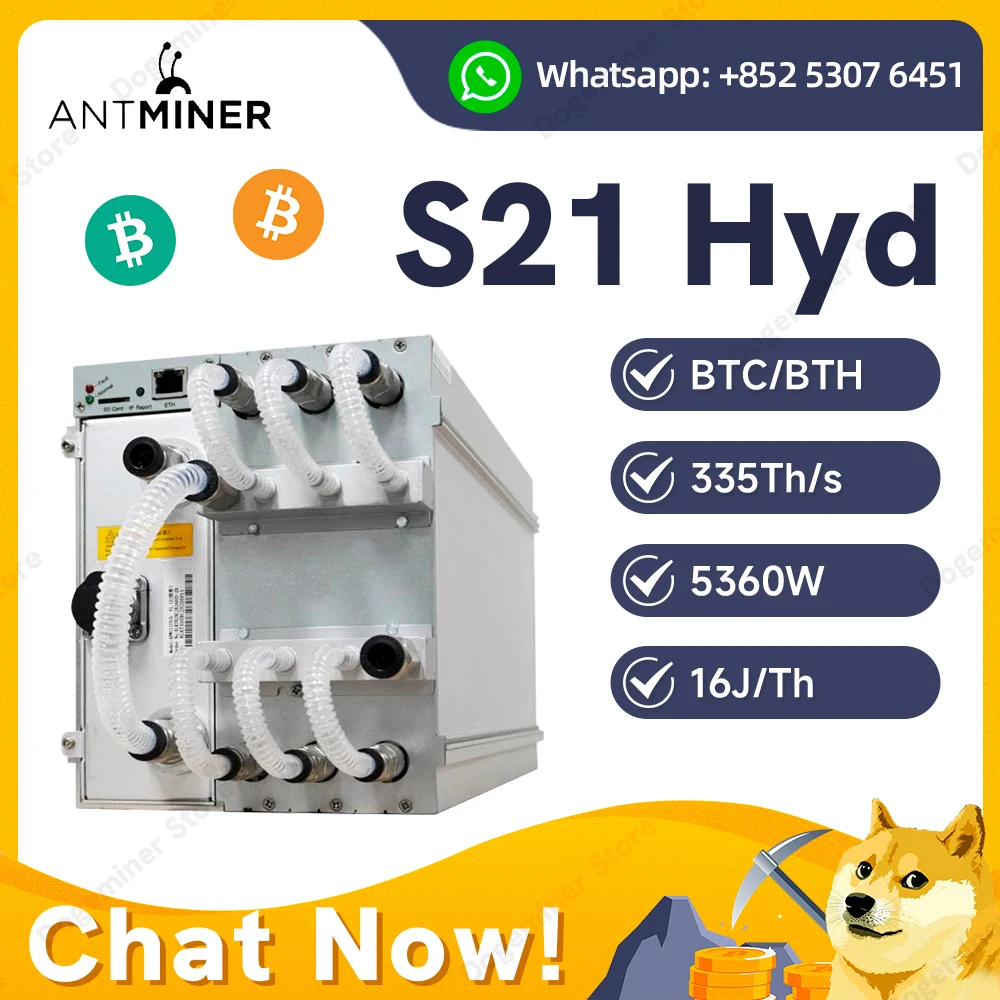 ASIC BITCOIN Mining Bitmain Antminer S21 Hyd 335T 5360W BTC Miner Bitcoin Miner Machine Crypto Miners with PSU