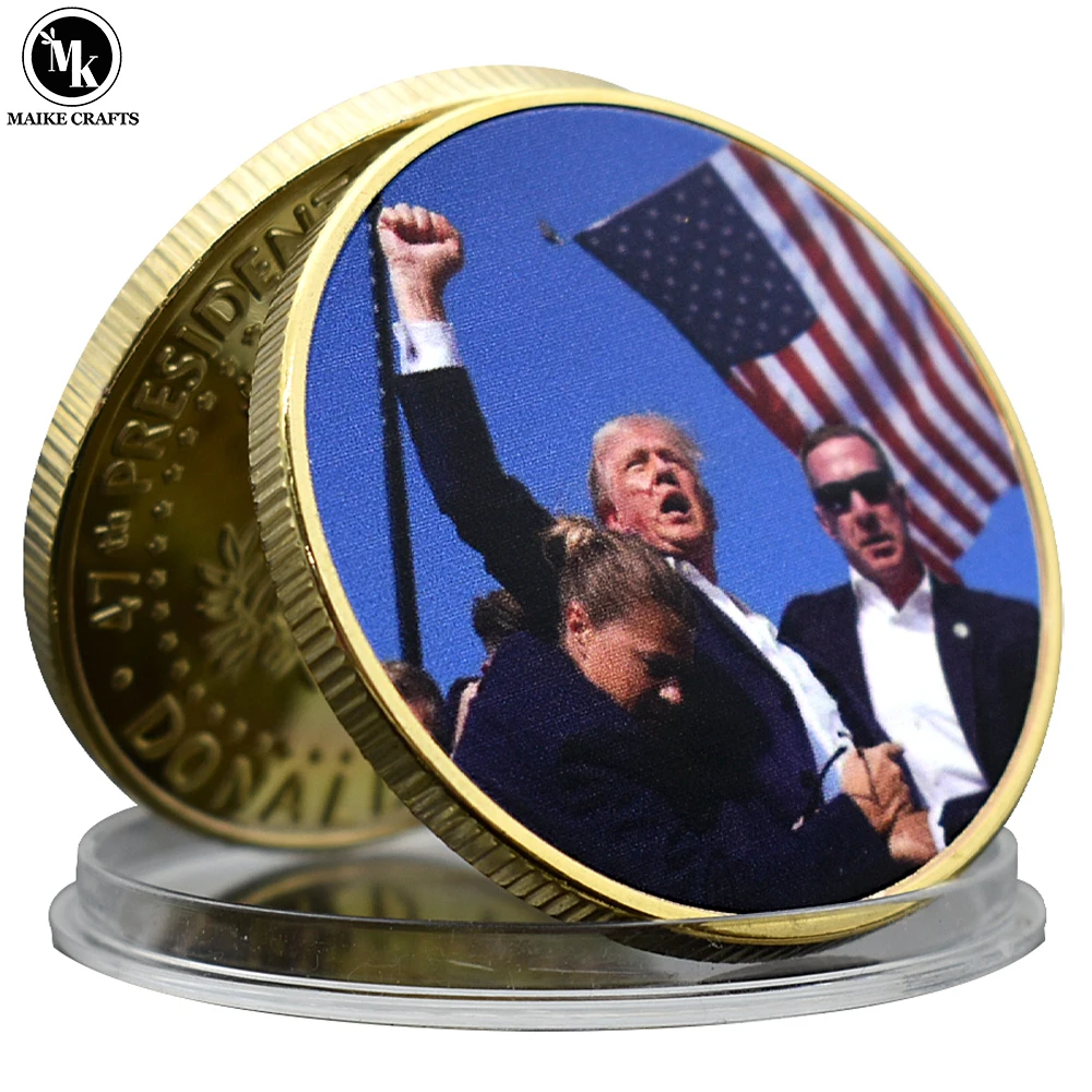 

2024 US President Donald Trump Assassination Failure Challenge Coin FIGHT Collectible Commemorative Coin Supporter Fan Gift