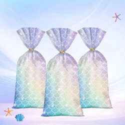 50pcs Mermaid Theme Gift Packing Bag Rainbow Style Candy Cookie Popcorn Packing Bag Birthday Wedding Baby Shower Party Supplies