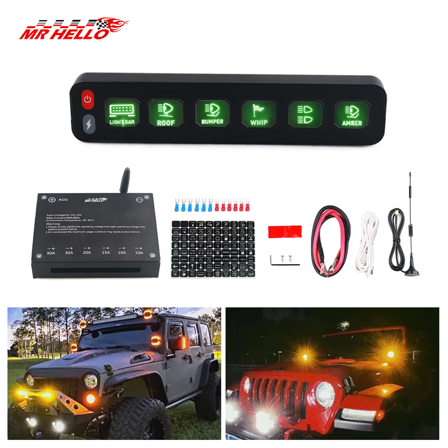 

6 Gang Switch Panel 12v 24V Touch Switch Box Universal Automatic Individual Strobe Control For SUV Boat Car