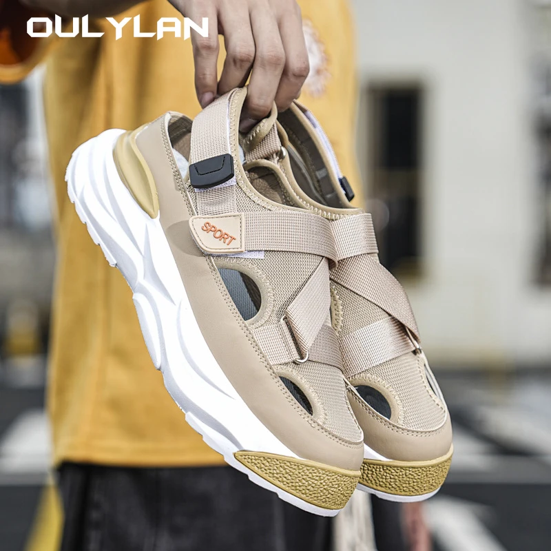 Oulylan Men Sandals Outdoor Trekking Hiking Shoes Closed Toe Slippers Comfortable Beach Fisherman Summer Athletic Sports