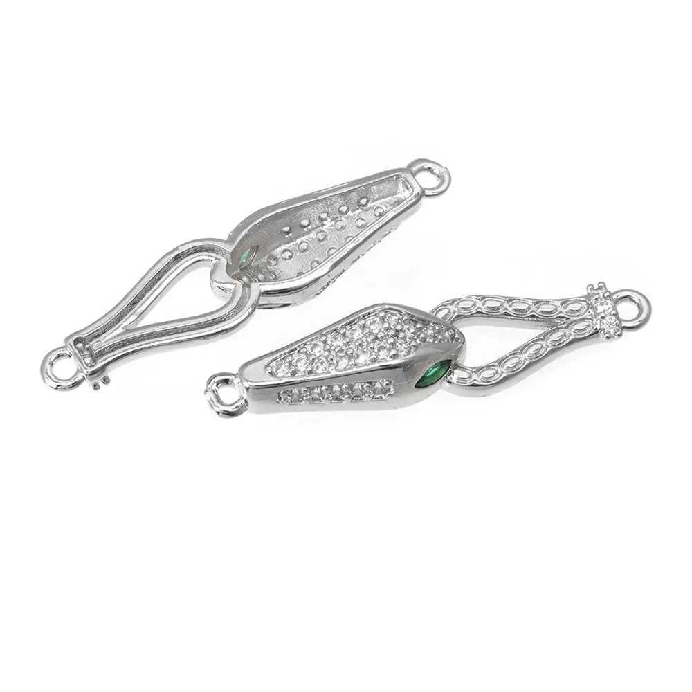 6PCS 18K Gold Farbe Messing und Zirkon 2 Löcher Schlange Verbinden Charms Anhänger Hohe Qualität Diy Halskette ohrringe Machen Zubehör