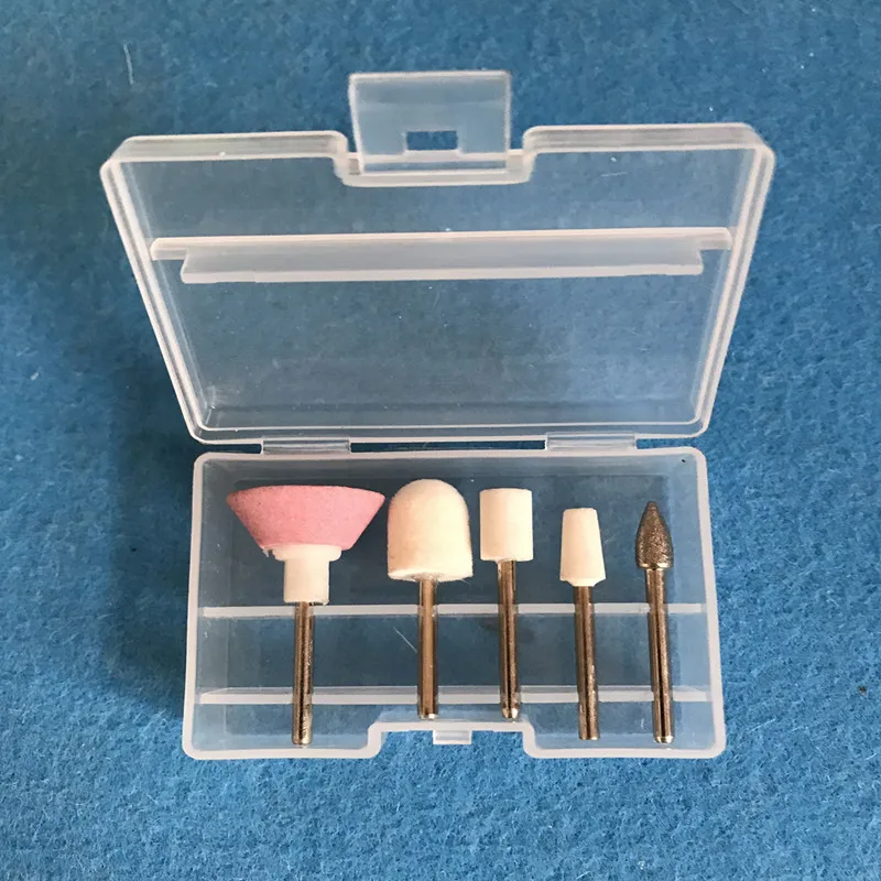 رأس طحن طلاء الأظافر مكون من خمس قطع، ماسة الصوف، رأس طحن وتقشير وإزالة الأظافر، نوع مقاوم للاهتراء