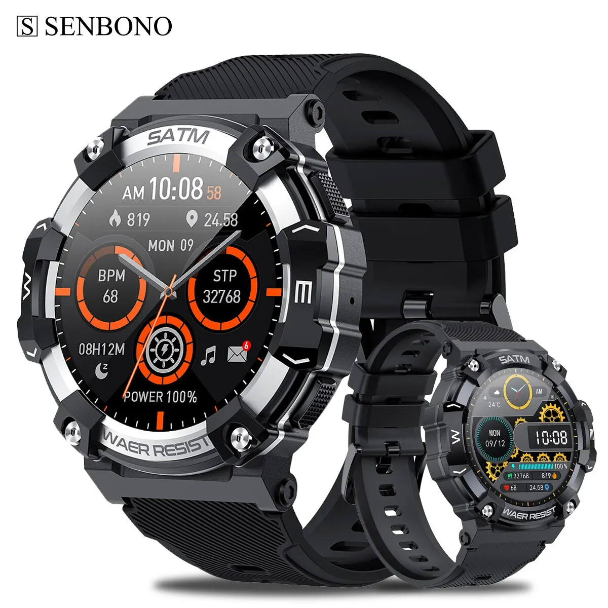 SENBONO Outdoor Sport Smart Watch Men Bluetooth Call IP68 Waterproof Watches Blood Pressure Fitness Tracker Smartwatch Men Women