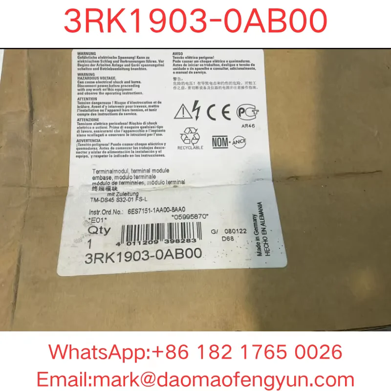 3RK1903-0AB00 Brand New Terminal module for ET 200S DS for DOL starter with supply line connection,