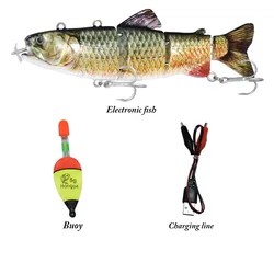 Señuelo eléctrico Wobblers para pesca, Swimbait de 4 segmentos, señuelo recargable, Crankbait, luz LED intermitente, señuelo de pesca robótico