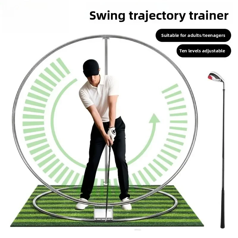 Golf swing plane trajectory trainer, adjustable angle trainer