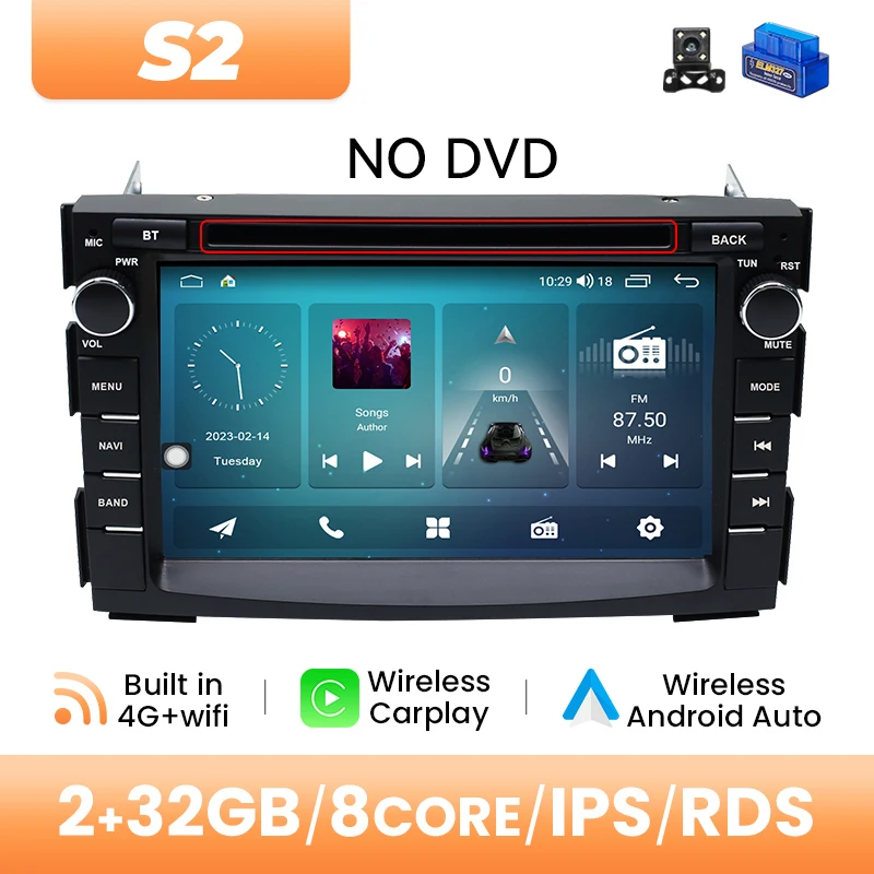 Android 14 Draadloze Carplay Autoradio Speler Voor Kia Ceed 2010 2011 2012 Venga Stereo GPS Touchscreen Autoradio multimedia