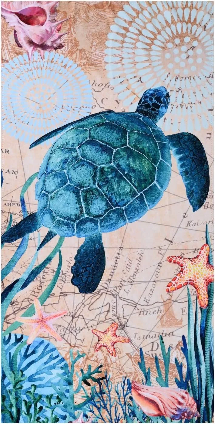 Sea turtle starfish Beach Towel for family friends Gift Towel Quick-Dry Towel For Bath Yoga Tourism Beach GYM Camping Swimming