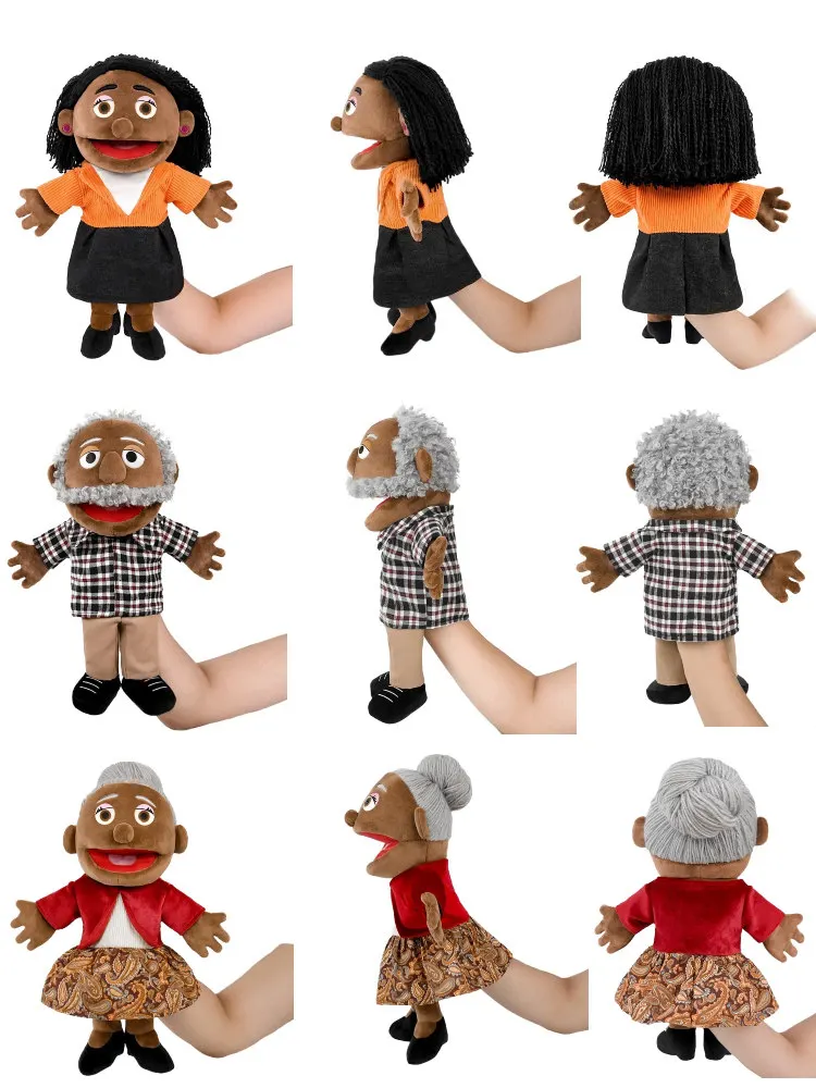 Lustige Handpuppe 38cm Familien-Serie Handpuppe Rollenspiel Gute-Nacht-Geschichten Requisiten Familienspielzeug Puppe Lernspielzeug – Detail 4