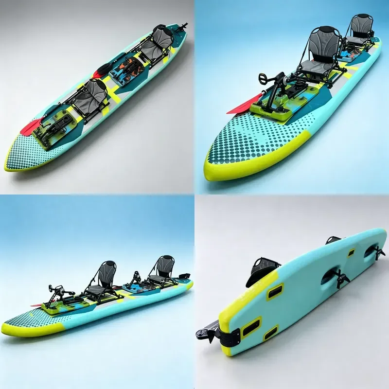 Outdoor Water Sport Double Inflatable SUP Board, Inflatable Fishing Boat Equipped with Metal Footrest System