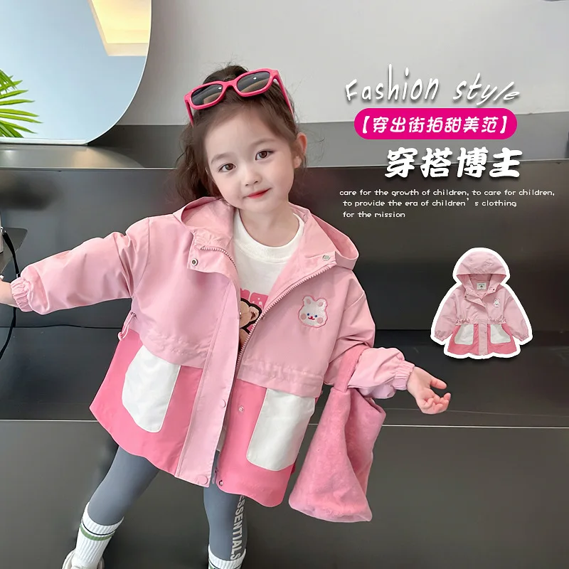 

Children Jacket Coats Hooded Baby Girl Autumn Parkas Jacket Coat for Girl Sports Jacket Pink Outerwear Children's Clothes