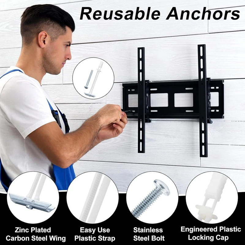 Drywall Anchor With Bolt For 1/4In-20In Fastener Sizes, Heavy Duty Hollow Drywall Anchor Kit For TV Mounting