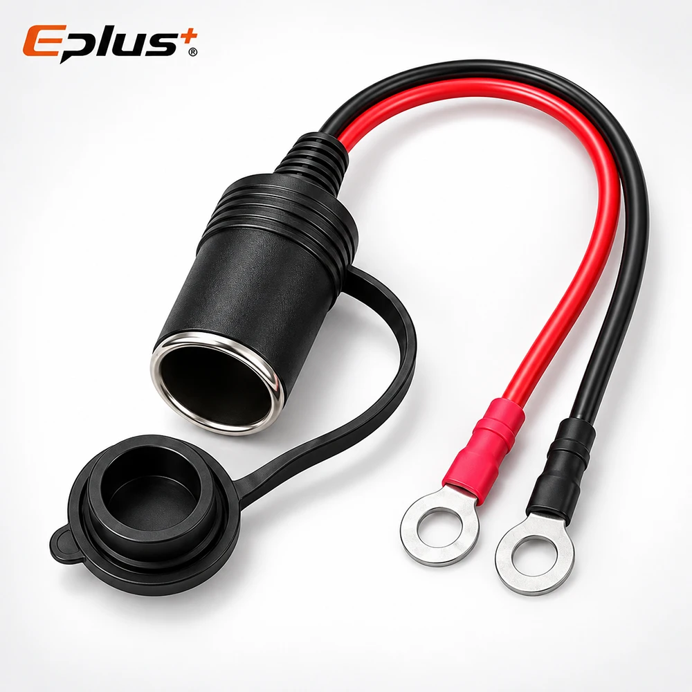 12-18AWG 12V 24V Car Battery To Cigarette Lighter Female Connector Wire O Terminal Optional 40-100CM ﻿