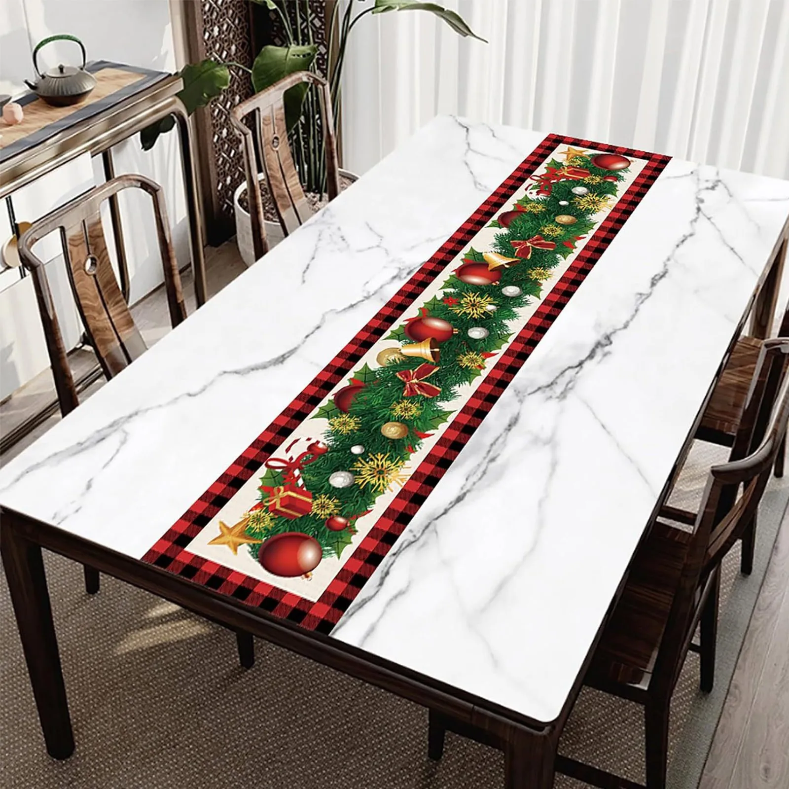 Christmas Table Runner 33 X 183 Cm Linen Christmas Series Table Runner Kitchen Dining Table Decoration For Holiday Party