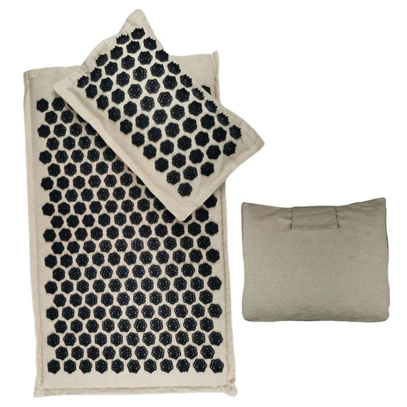 Lotus Spike Acupressure Mat natura lino palma da cocco massaggio cuscino Yoga Mata Do Akupresury Lotus Spike Poduszka Do Masażu