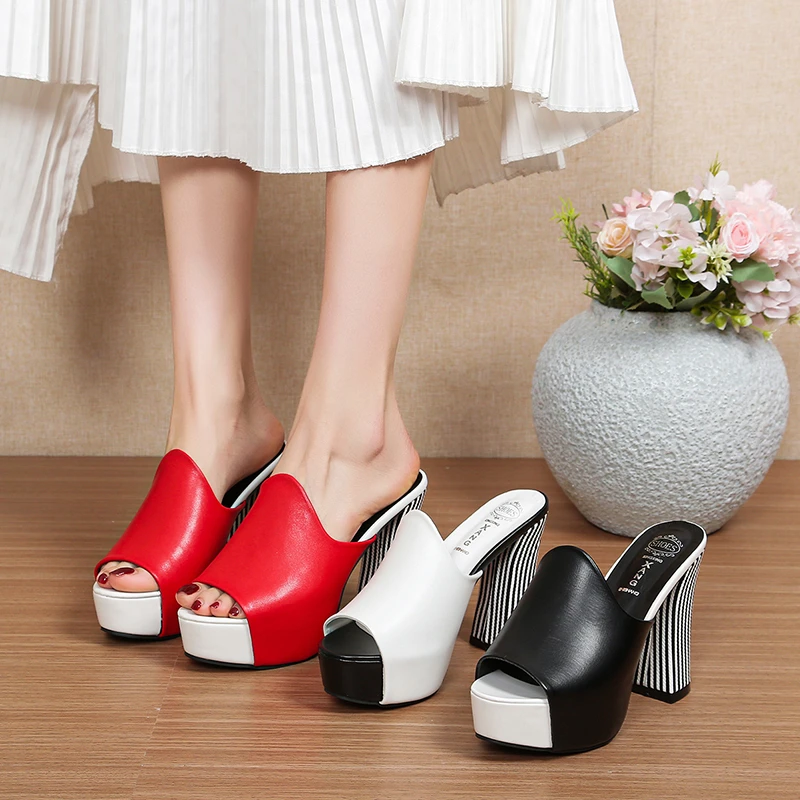 

Новые женские сандалии на ультравысоком массивном каблуке, водонепроницаемая платформа, открытый носок, толстая подошва, модная сексуальная женская обувь