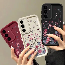 Flower Design Phone Case For Samsung Galaxy A55 A54 A15 A14 A25 A35 A52 A53 5G S24 S23 Ultra Plus S22 S21 FE Silicone Cover