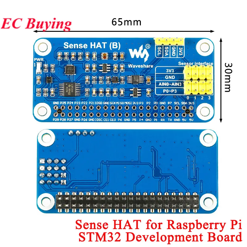 Sense HAT (B) ADC Temperature Sensor Shield Expansion Board dla RPI Raspberry Pi Zero W WH 3 Model A 3A 3B Plus 4 4B STM32