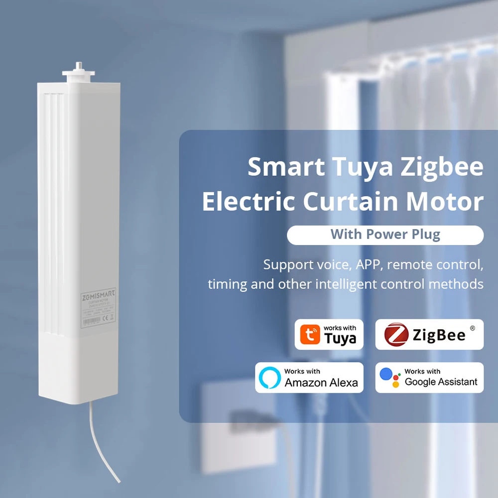 

Zemismart Zigbee Smart Curtain Motor Автоматическая система двигателя для штор, работающая с приложением Tuya Smart Life Alexa Google Home Voice