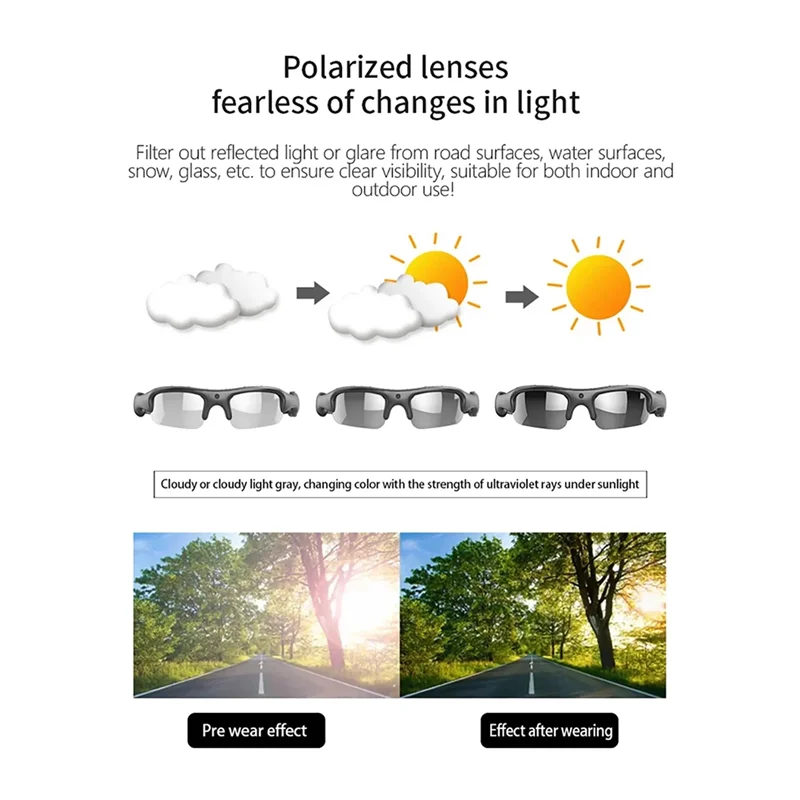 AA60-Wifi 카메라 선글라스 스마트 안경 광각 170 °   사이클링/운전/야외용 카메라