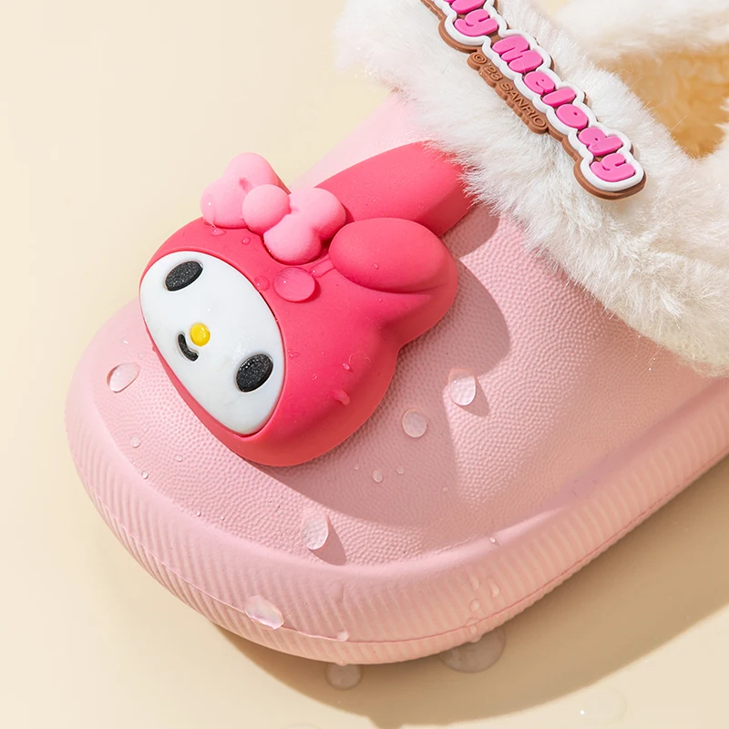 سانريو الأطفال أحذية قطنية بريطانيا نمط الاطفال النعال بلون الخياطة أفخم الشتاء الدافئ الفتيان الفتيات شباشب على الموضة