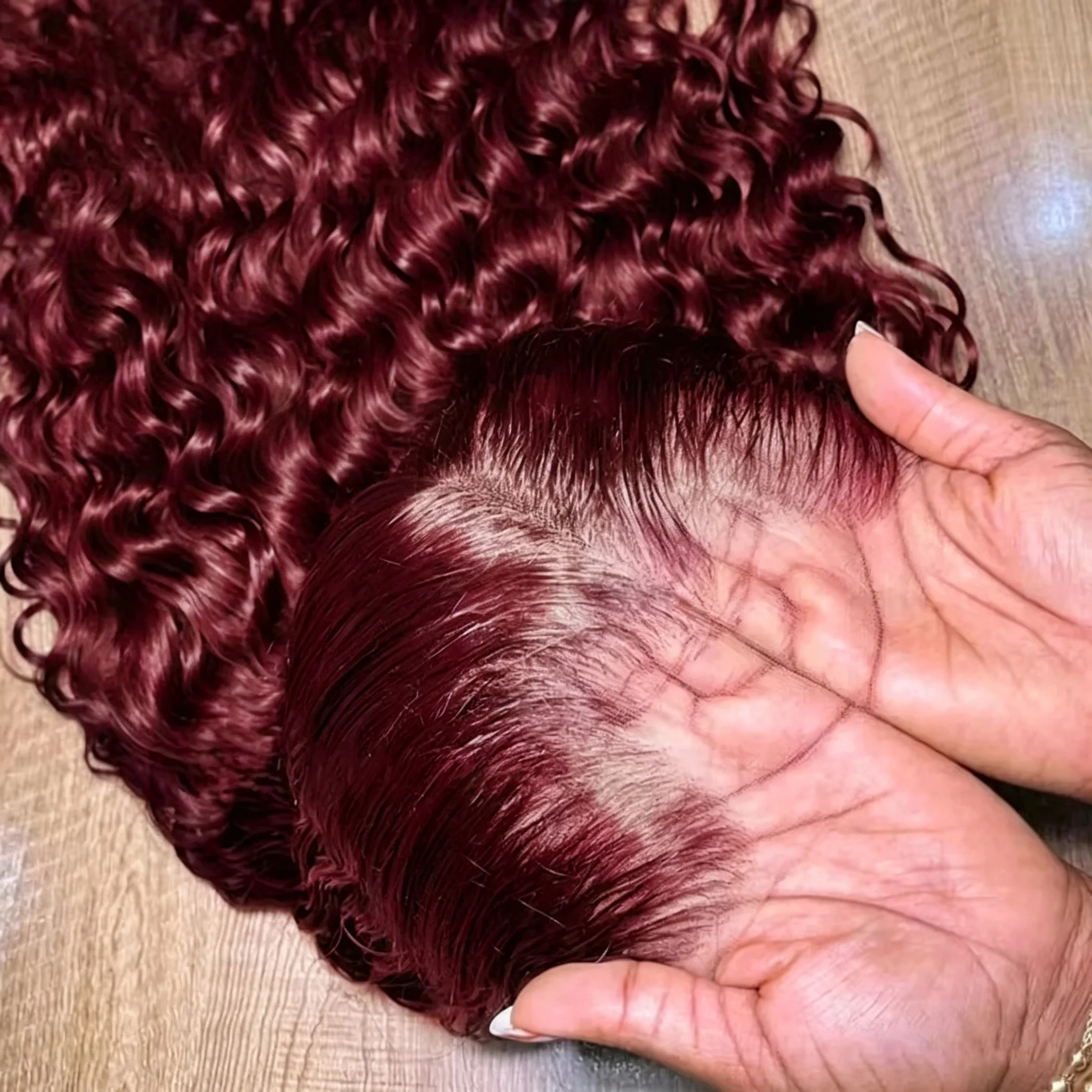 

99J Burgundy Red Deep Wave Human Hair Wig Wine Red Colored 13x4 Lace Curly Pre Plucked Human Hair Wigs For Women