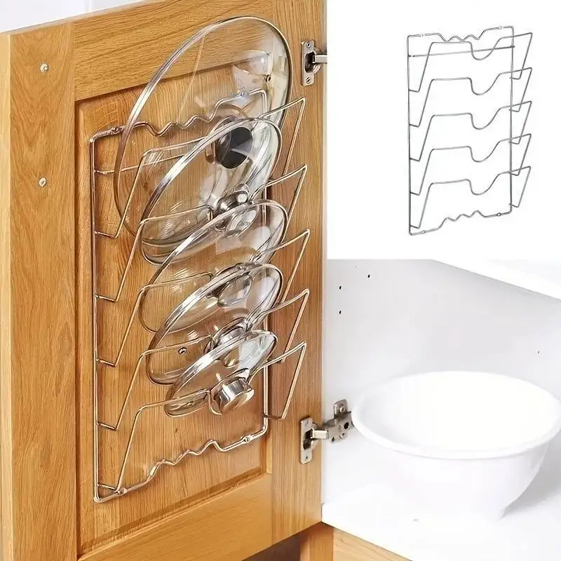 

1Pc 5 Layer Hanging Holders, Multifunctional Pot And Lid Wall-Mounted Rack, Cutting Board Storage Rack