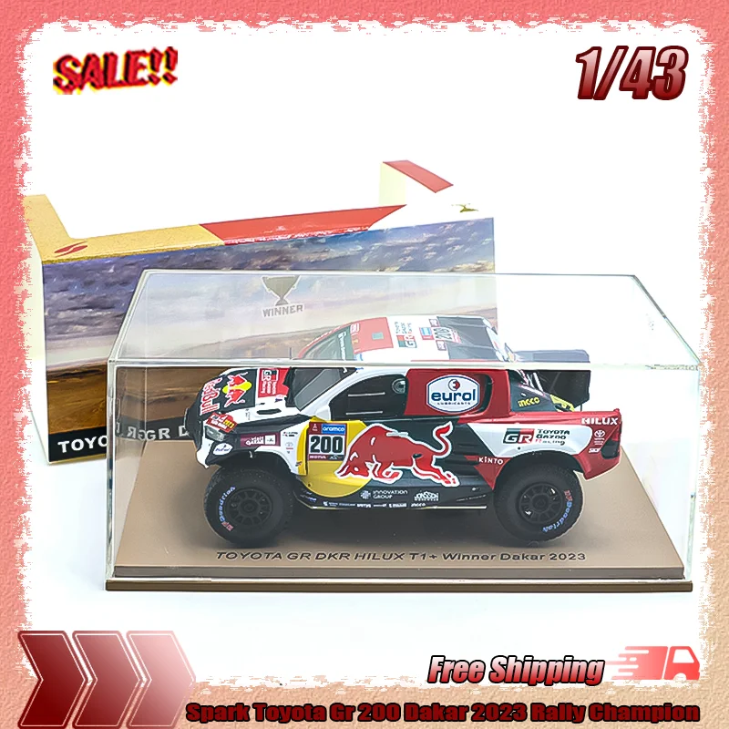 

New Spark 1:43 Toyota Gr 200 Dakar 2023 Rally Champion Simulation Resin Car Model Collectible Kid Toy Customizable Gift Ornament