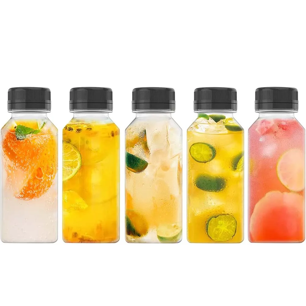 5 Pcs 8 Oz Plastic Juice Bottles Empty Clear Containers with Tamper Proof Lids for Juice, Milk and Other Beverage