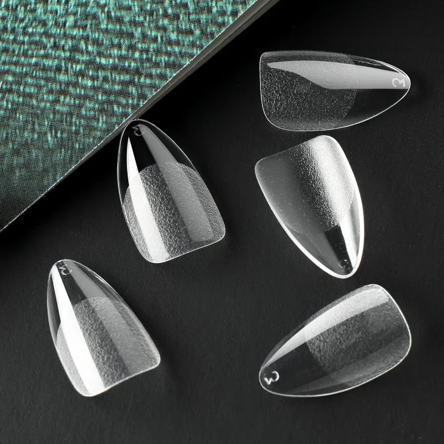 Korte Amandel Nageltips 312 stuks Korte Amandel Gel Nageltips Vorm Pre Geëtst Pr Op Nagels Helder Acryl Nepnagels Geen C Curve voor F