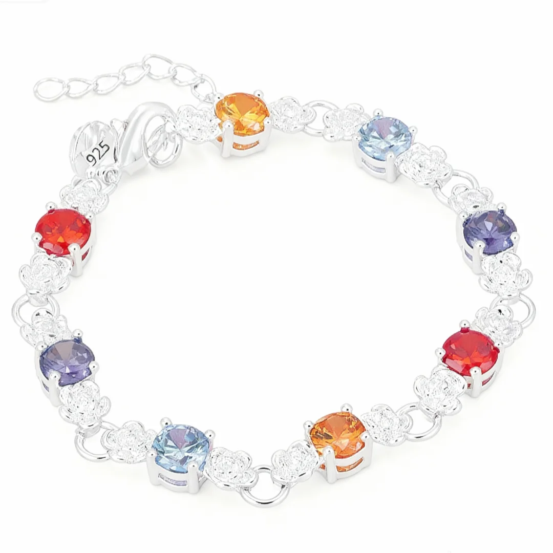 

Новые модные браслеты из стерлингового серебра 925 пробы с цветными кристаллами для женщин, ювелирные украшения, аксессуары для вечеринок, свадеб, подарки