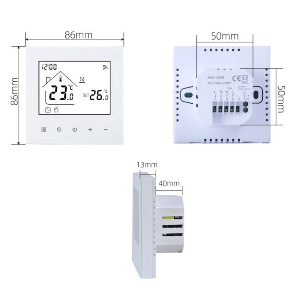 1pc Electric Floor Heating Wall-mounted Boiler Temperature Control Panel Thermostat Thermostat Panel Temperature Accuracy