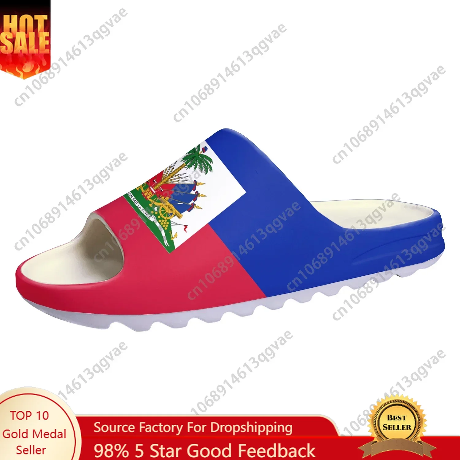 

Haitian Flag Soft Sole Sllipers Home Clogs Step on Water Shoes Mens Womens Teenager Beach Haiti Customize on Shit Sandals