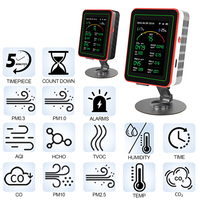 15 In 1 Air Quality Monitor Temperature Humidity Meter with Desktop Stand PM2.5 PM10 CO CO2 TVOC HCHO AQI Tester for Home Office
