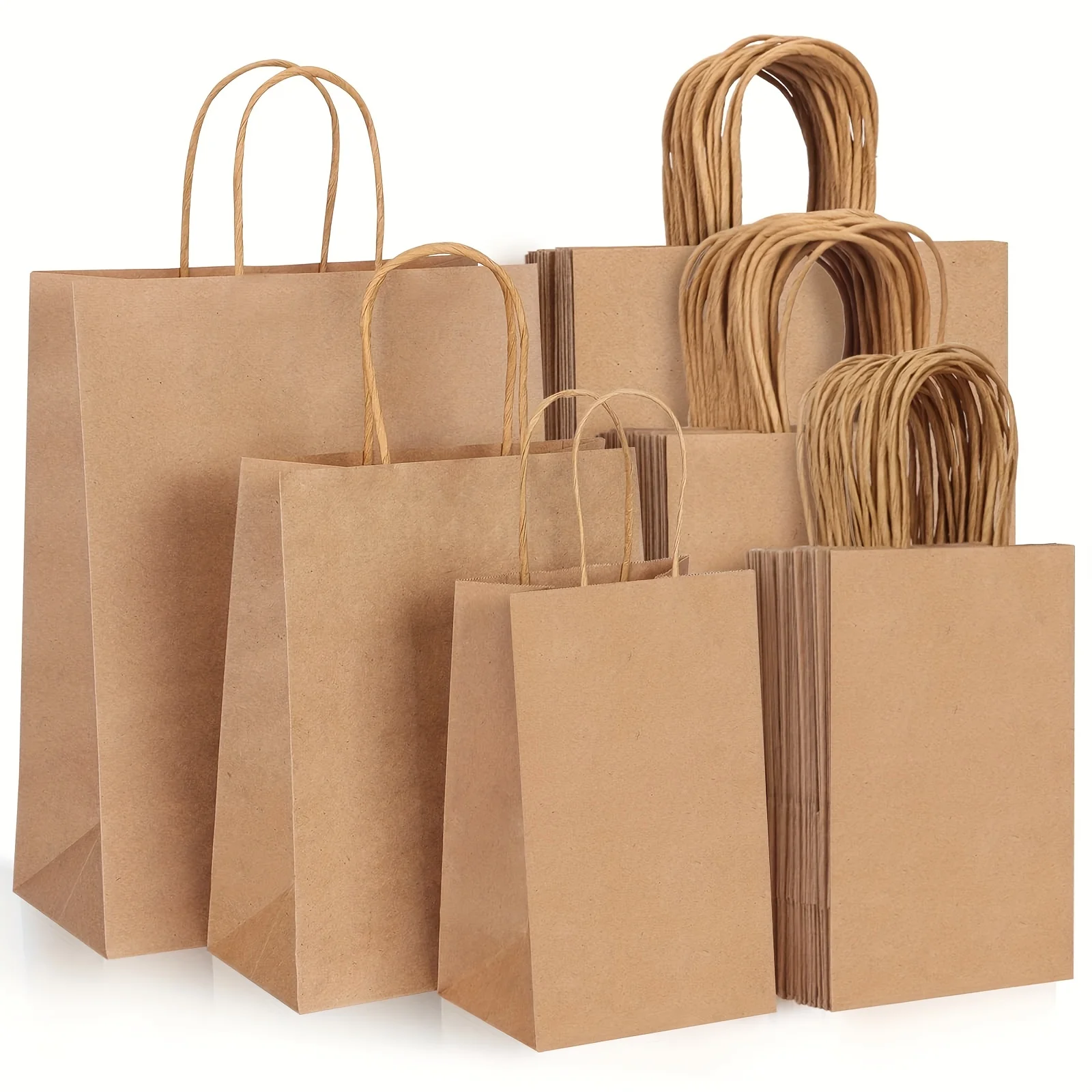 75pcs Kraft Paper Bags With Handles - Eco-Friendly Brown Gift Bags for Retailers and Events