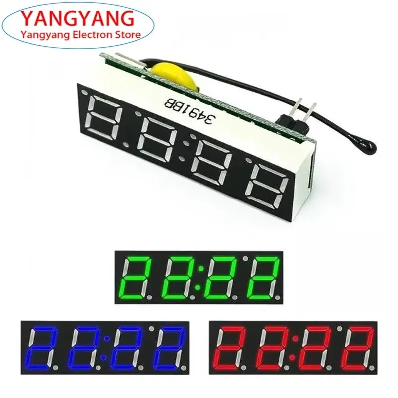 DS1302 RX8025 Red Blue Green 3 In 1 LED Electronic Digital Clock High Precision Temperature Voltage Module Car LED DC Voltmeter