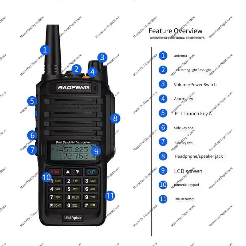 2PCS Baofeng UV-9R Plus Walkie Talkie High Power Dual Band Long Range 128CH Portable Handheld Ham Two Way Radio IP67 Waterproof