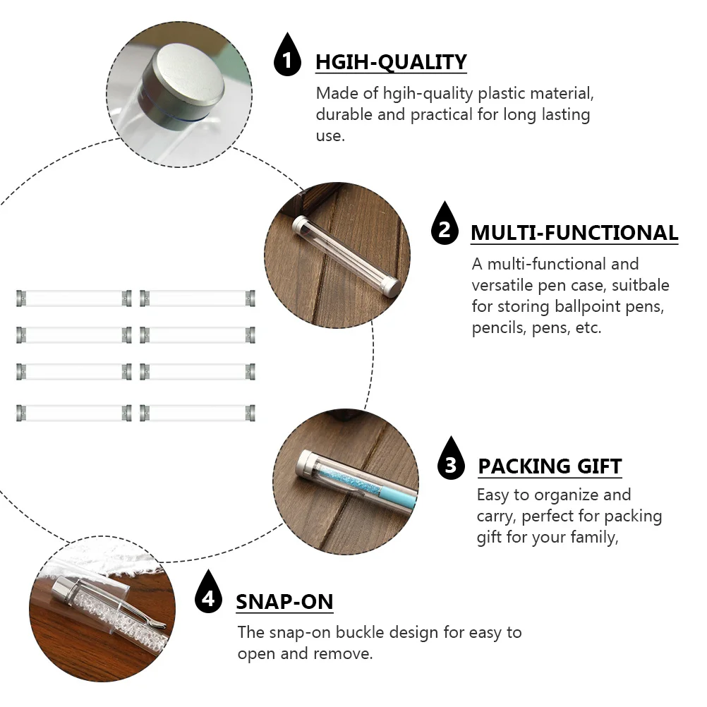 

8Pcs Ballpoint Pen Tube Box Cylindrical Plastic Pencil Storage Case Snap Buckle for Office Student Gift Ballpoint Pen Tube Box