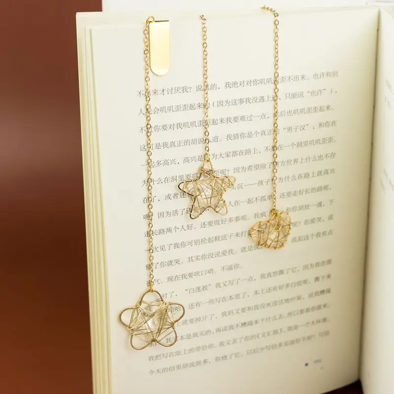 Luxury and Exquisite Bookmarks Korean Simple Bookmarks Hollowed-out Metal Tags Hollowed-out Student Gift Bookmarks Gift Box