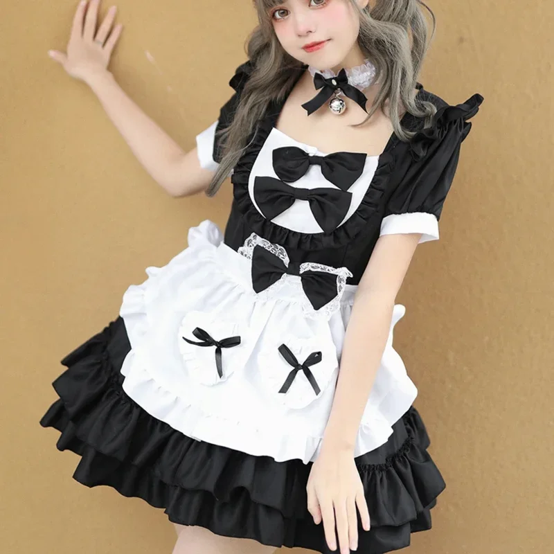 QQ8 فستان لوليتا لطيف ولطيف فستان خادمة زي تنكري ملابس كاواي لوليتا للنساء والفتيات فساتين حفلات الهالوين ملابس 5Lk¥