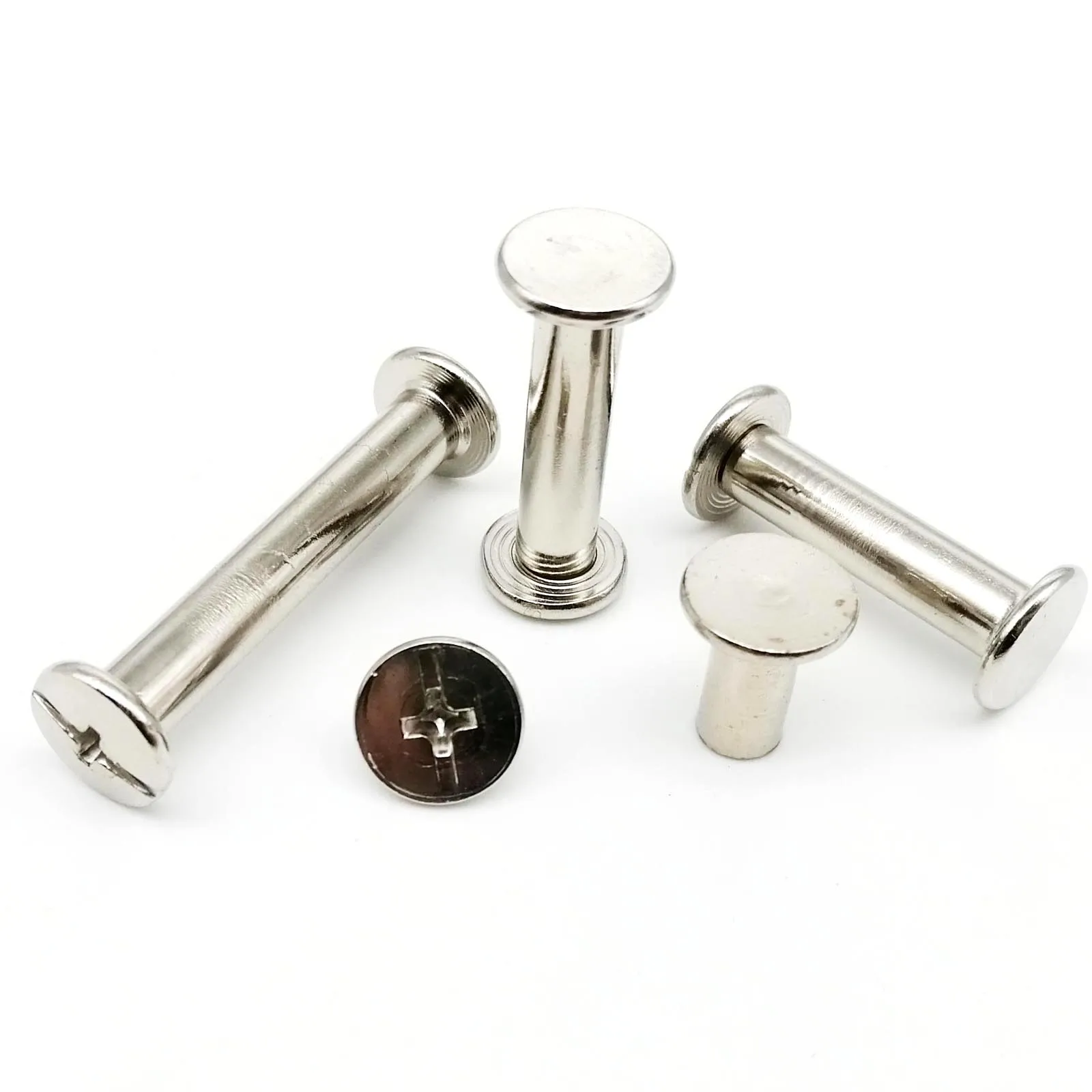 HZYUEGOU 10 Stück M5x5-50mm Goldene und Silberne Chicago-Schraubnieten für Leder, Taschen, Gürtel, Fotoalben, Scrapbooks und Notizbücher – Detail 3
