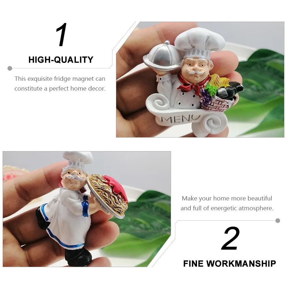 

4Pcs Resin Chef Fridge Magnet Vibrant Colors Home Decor Safe and Suitable for Refrigerator Whiteboard Lockers