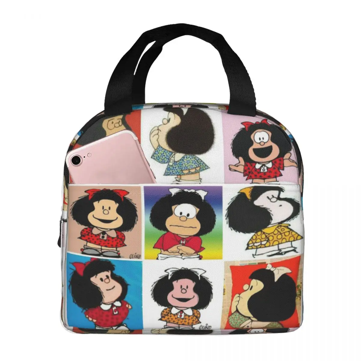 

Изолированные сумки для ланча Kawaii Mafalda, вместительный мультяшный аниме контейнер для ланча, Термосумка, Ланч-бокс, сумка для пикника для девочек и мальчиков