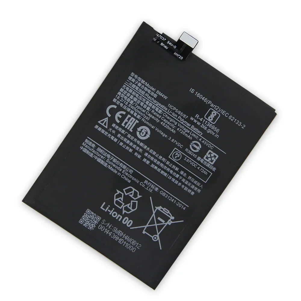 2024 Production Replacement Battery For  Xiaomi Mi 10T Lite Mi10T Lite 5G BM4W Rechargeable Phone Batteries 4820mAh