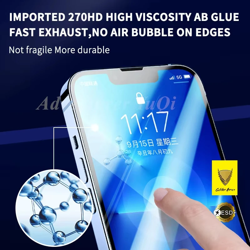 2 Stück Premium-Displayschutz aus gehärtetem Glas für iPhone Air 17 16 15 14 13 12 11 16e, Pro Max, Vollkleber, X XR XS Plus, Armor Mica – Detail 2