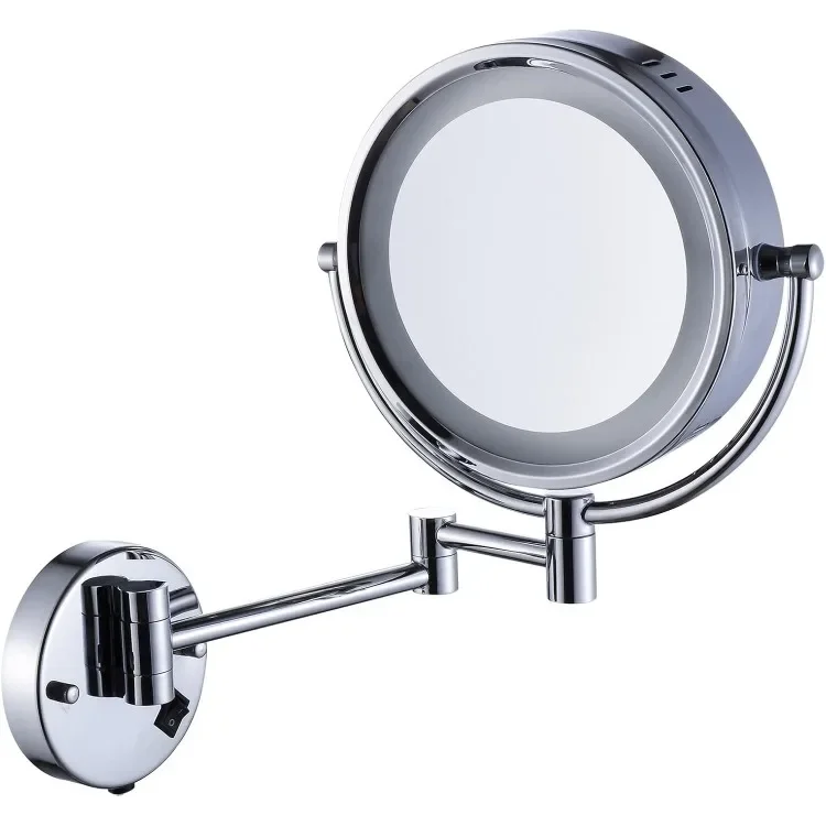 Hardwire LED Lighted Wall Magnifying Mirror for Bathroom with 10x Magnification Sliver,9 Inch Round Surface 13