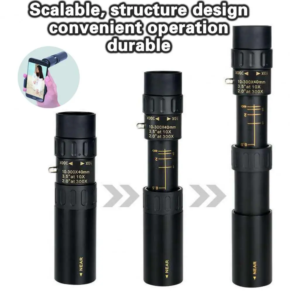 

10-300X Zoom HD Telescope Portable Professional Spyglass Metal Monocular Strong Long Range Telescope Low for Hunting Hiking