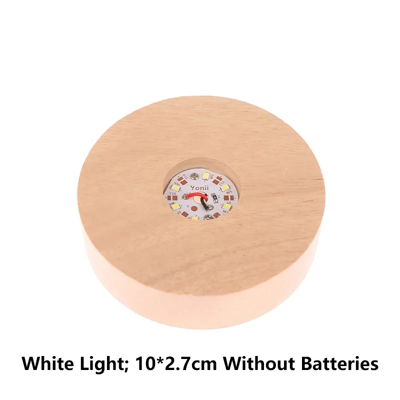 Werkt op batterijen 8/10 cm ronde houten LED-licht displaybasis standaardhouder staat nachtlampvoet kristalglas hars kunstornamenten